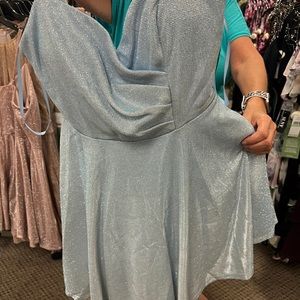 A light blue sparkly homecoming dress